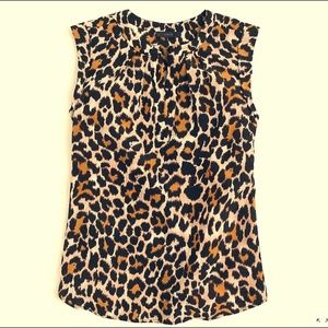J.Crew Cuffed-sleeve top in leopard print